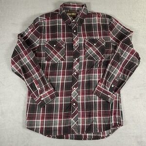 Outdoor Casuals Flannel Shirt Size Large Pearl Snaps Cowboy Rodeo Lumberjack